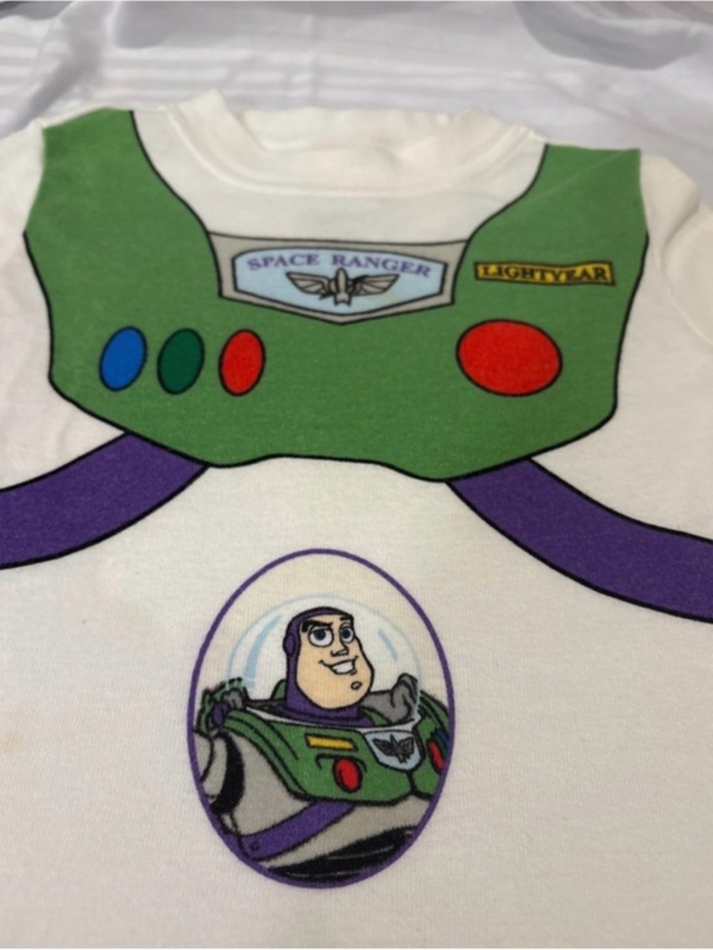 Disney White Kids T-Shirt with Green Accent Vintage